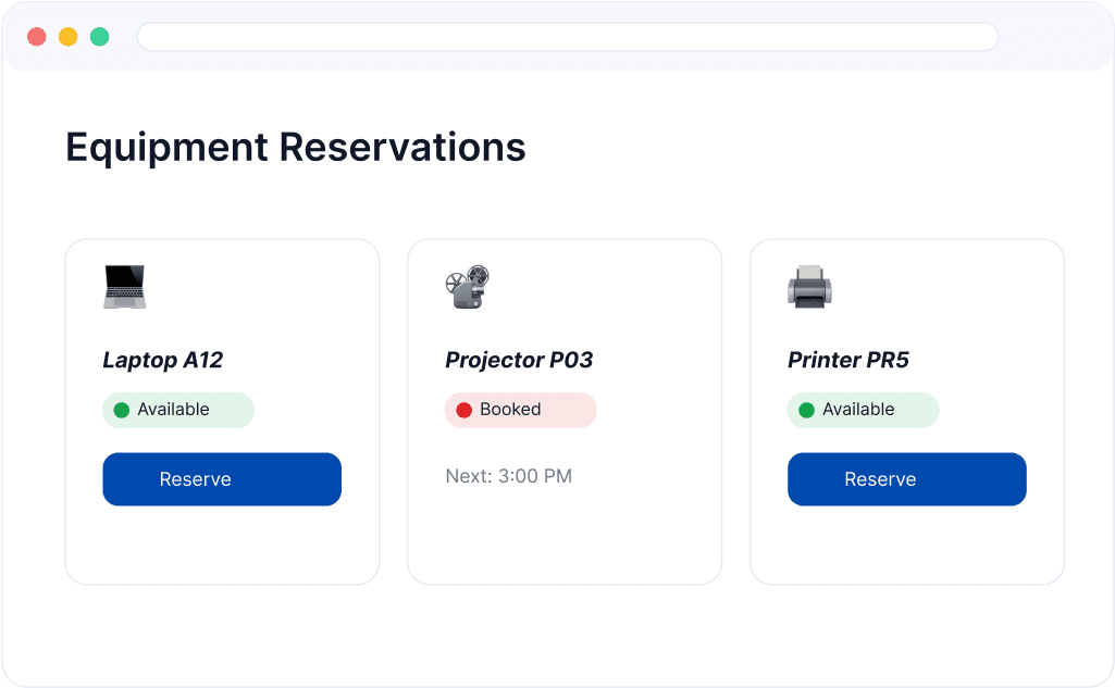 Easy Equipment Reservations