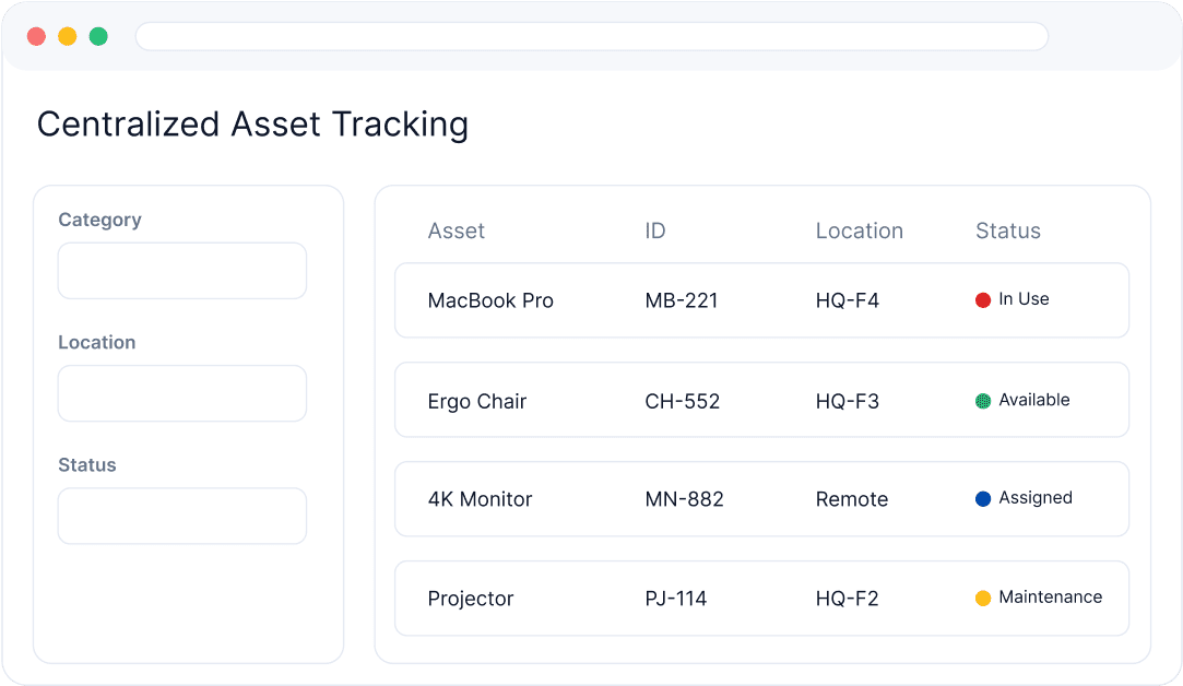 Centralized Asset Tracking